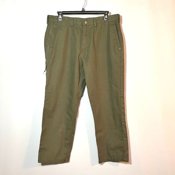 Duluth Trading Pants Size 40 x 30 Green Khaki Chino Cotton - Picture 2 of 13